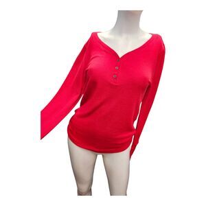 Faded Glory Red Thermal Look Pullover Top Womens Size 8